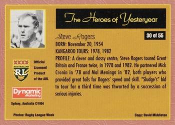 1994 Dynamic Kangaroo Heroes #30 Steve Rogers Back